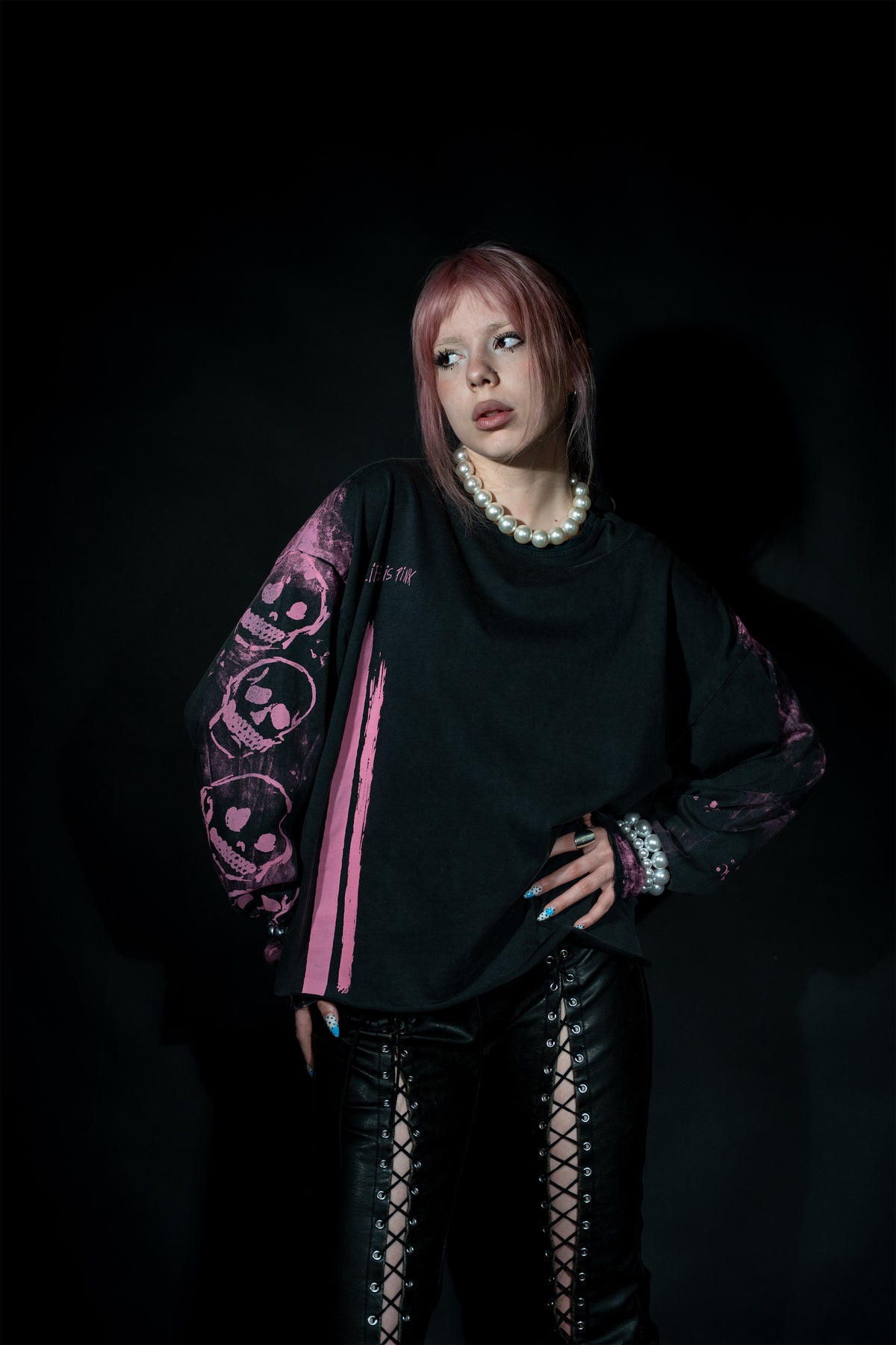 Life Is Pink Vintage Black Long Sleeve