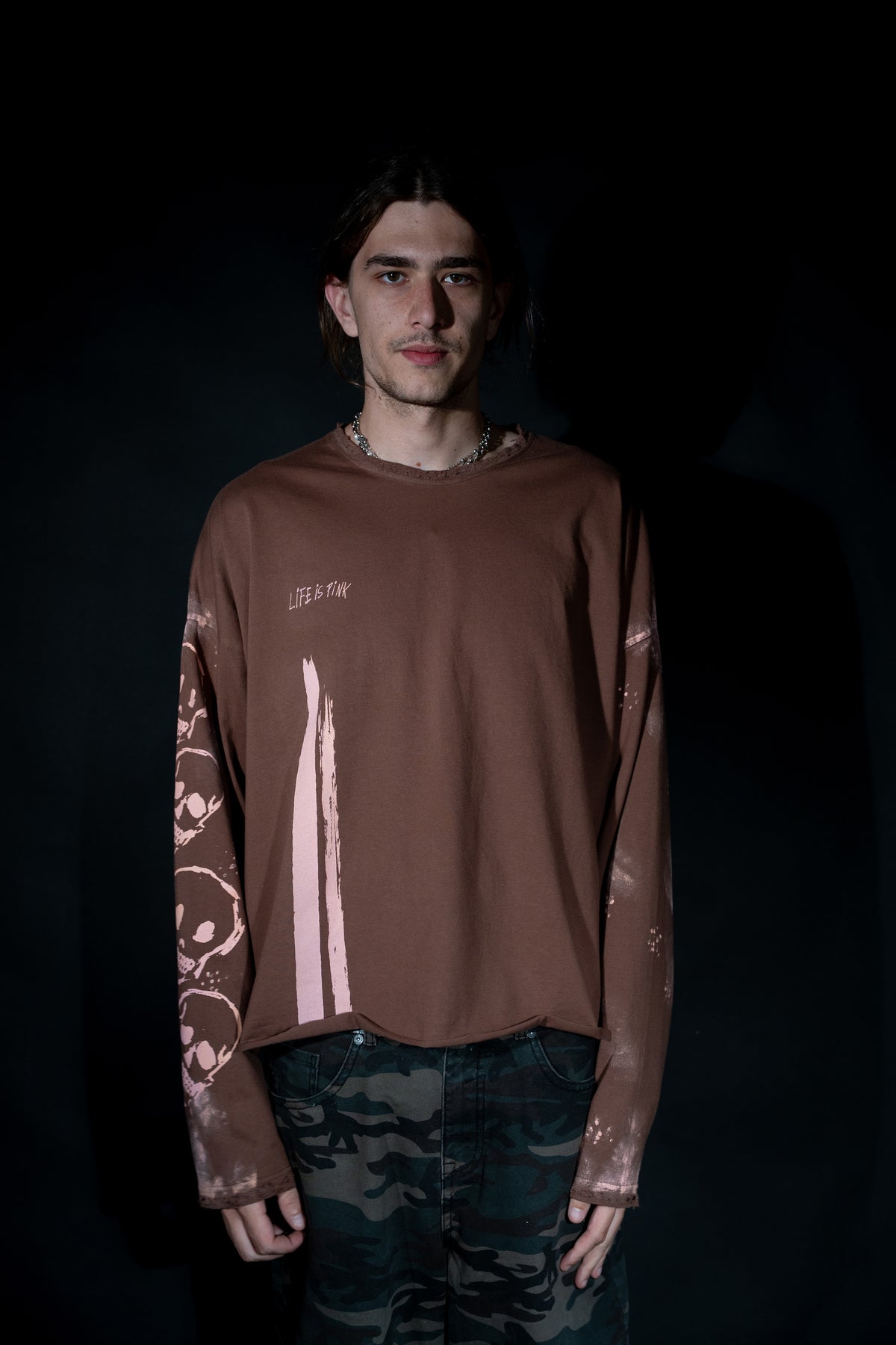 Life Is Pink Vintage Brown Long Sleeve