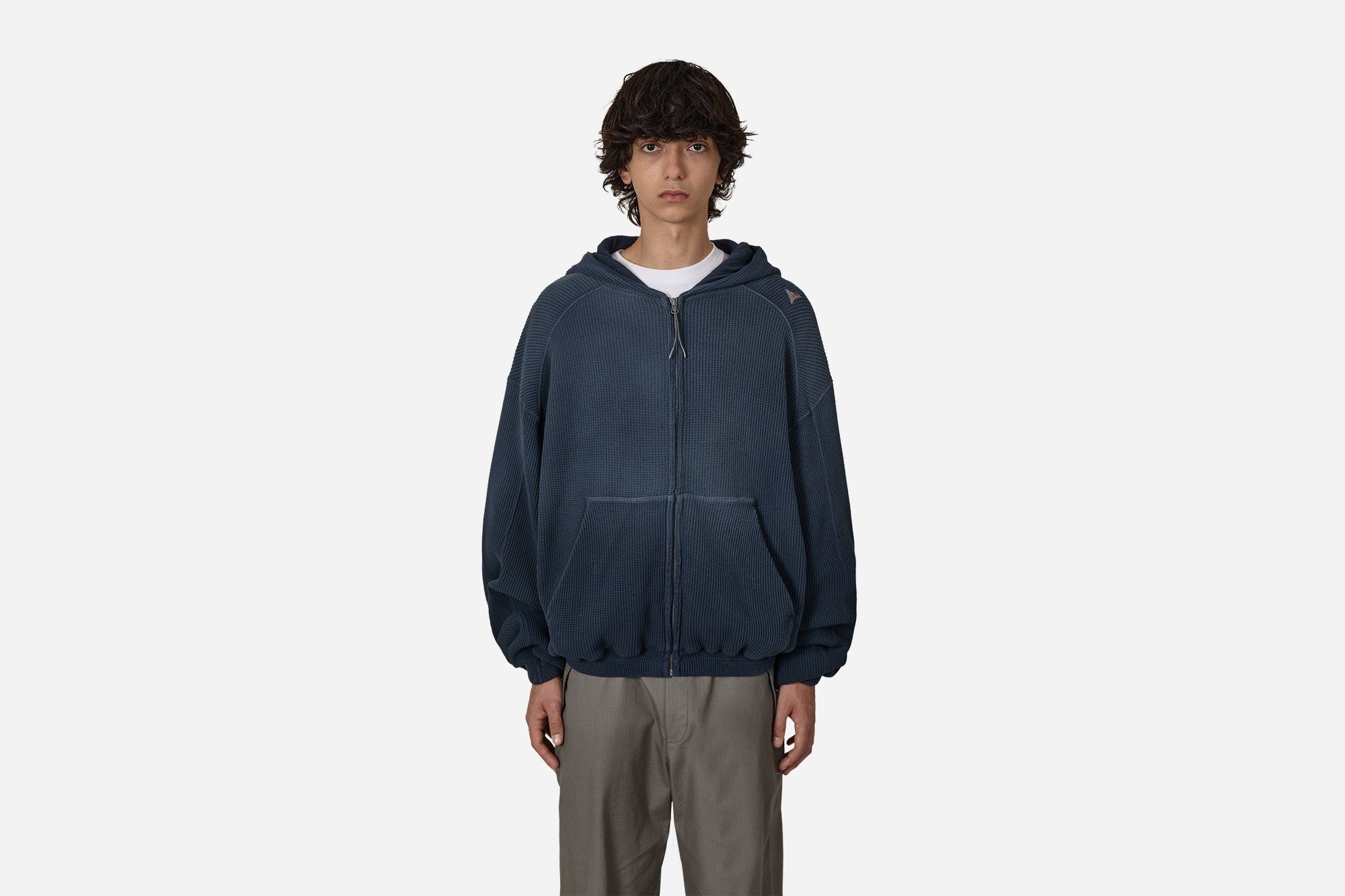 Bee Sun Faded Organic Waffle Zip Up Hoodie