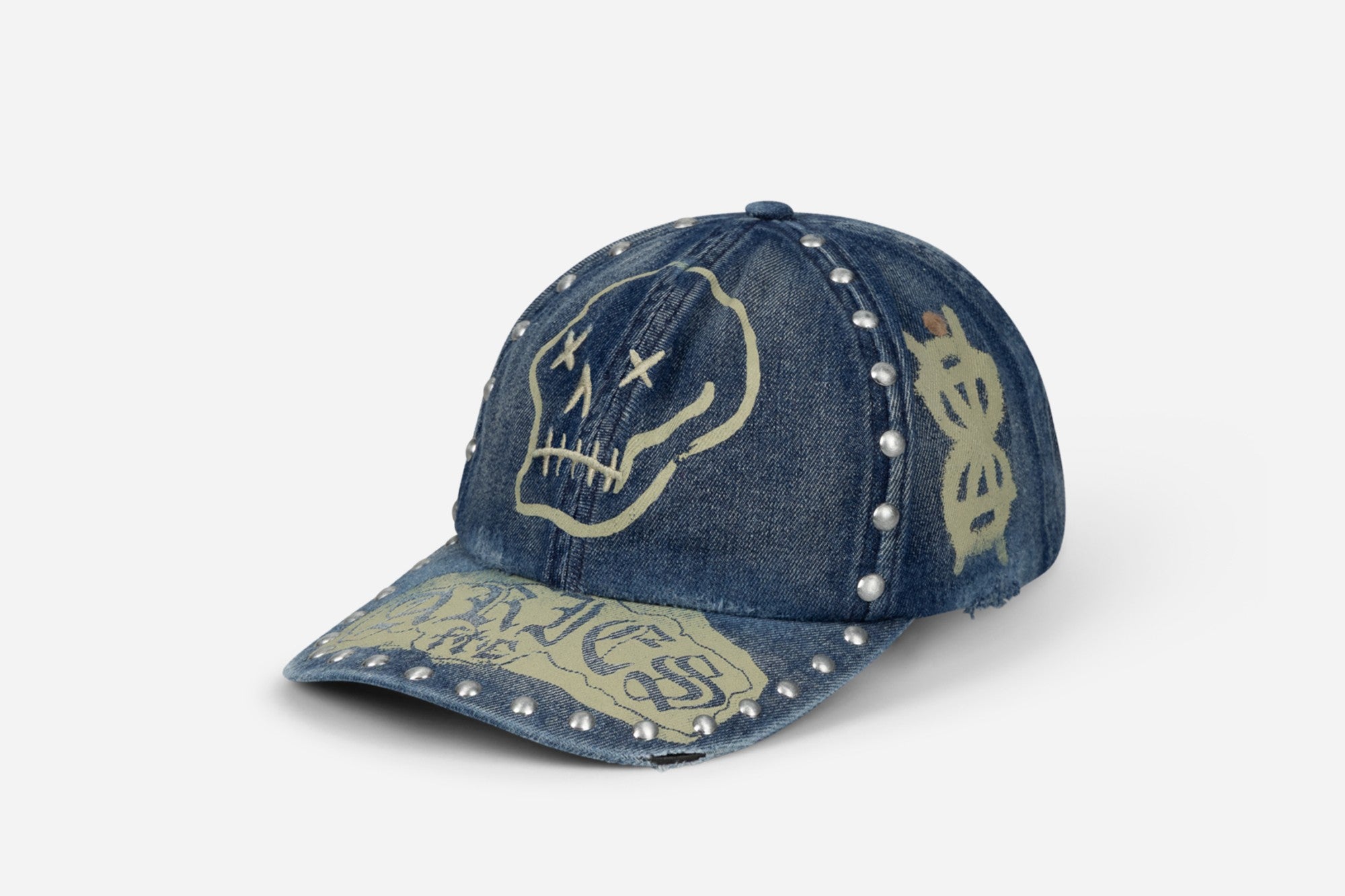 Studded Mega Graphic Denim Cap